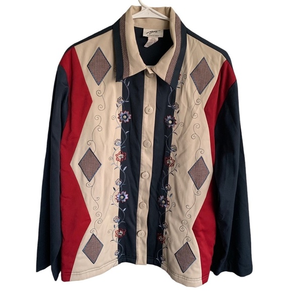 Vintage Tops - Vintage Western Women’s Button Long Sleeve Shirt Embroidered Size Medium